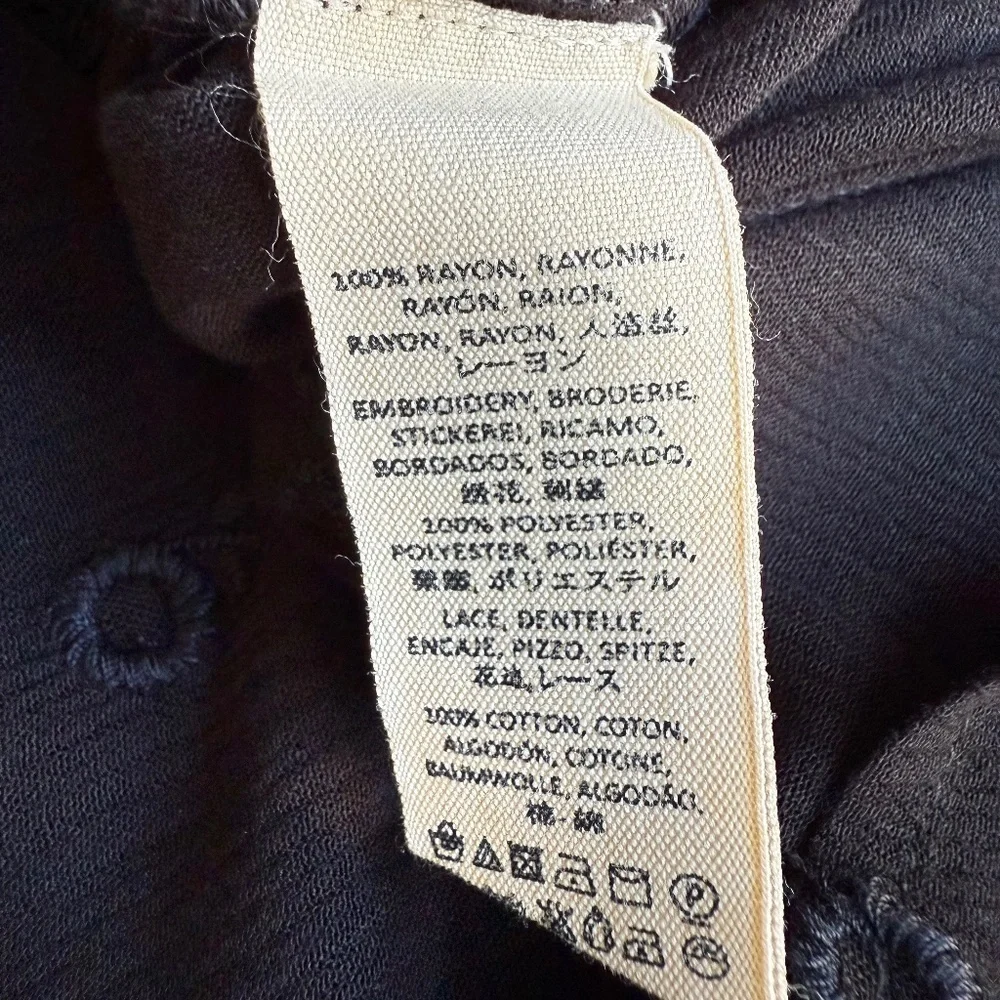 Free People Wishful Moments Peasant Blouse Black Size Medium